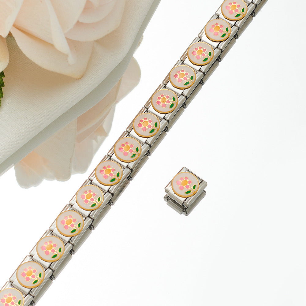 Wholesale Personalized Hand-stitched DIY Pattern Stainless Steel Combination Bracelet